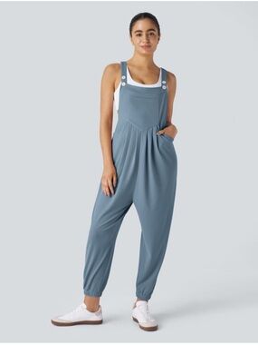 HALARA Slate Blue Relaxed Track Jumpsuit